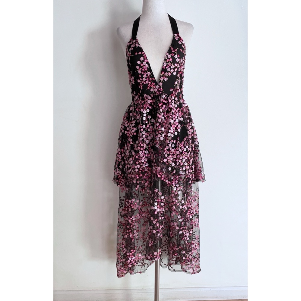 Rare NWT For Love and Lemons Beaded Gibson Cherry Blossom Floral Sheers Dress S - Picture 3 of 16
